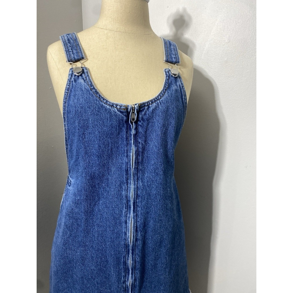 Zara Trafaluc Denim Overall Mini Skirt Raw Hem BOHO Cowgirl STAGECOACH Sz M - Picture 2 of 10